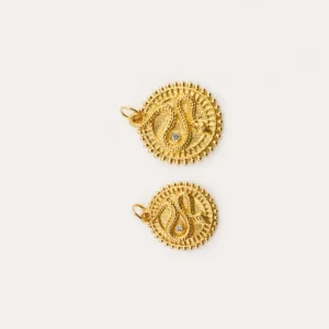Gold Filled Snake Coin Charm, Round Pendant for Necklace, Bracelet Jewelry Making Supplies, Celestial Animal Charm, Gift for Her, CP1307