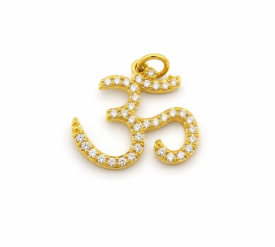 Gold Filled Om Charm Pendant, Spiritual Yoga & Meditation Jewelry, Necklace or Bracelet Link, DIY Craft Gift, CP1370 - Image 3