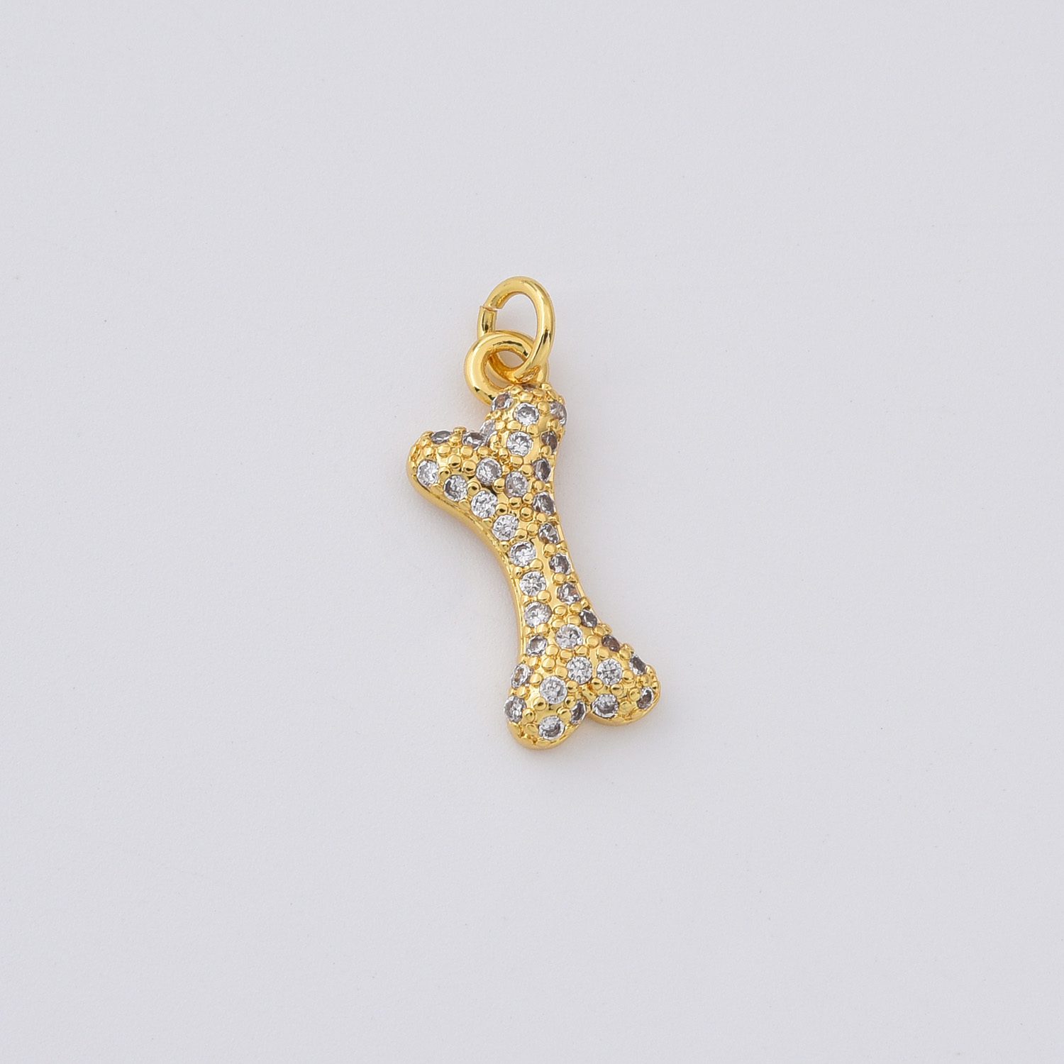 18K Gold CZ Micro Pave Dog Bone Charm, Dog Bone Pendant, Dog Bone Bracelet, Mini Dog Bone, Dog Lover Charm, DIY, 12x5mm, CP161 - Image 3