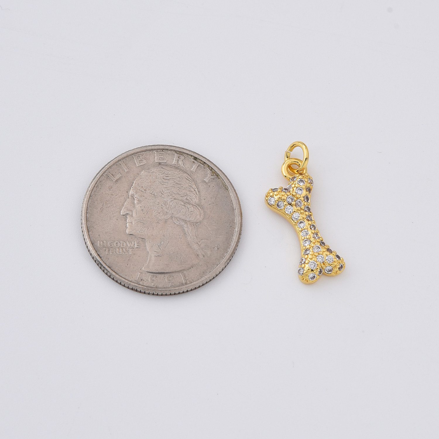 18K Gold CZ Micro Pave Dog Bone Charm, Dog Bone Pendant, Dog Bone Bracelet, Mini Dog Bone, Dog Lover Charm, DIY, 12x5mm, CP161 - Image 4