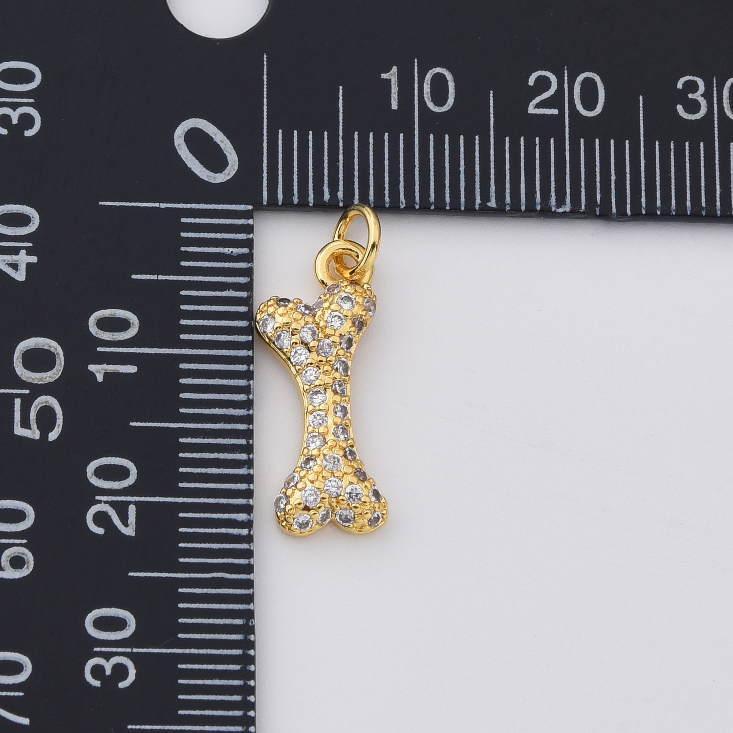 18K Gold CZ Micro Pave Dog Bone Charm, Dog Bone Pendant, Dog Bone Bracelet, Mini Dog Bone, Dog Lover Charm, DIY, 12x5mm, CP161 - Image 6