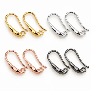 Gold Filled Plain French Hook Earring Findings, Smooth Long Dangle Ear Wires with Loop, Minimalist Gold Earring Hooks for DIY Jewelry, ER019