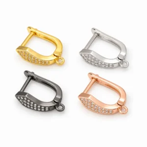 Gold Filled CZ Lever Back Earrings, Pave Crystal Huggie Hoops, Rhinestone Leverback Earring Findings, Charm Holder Earrings, ER020