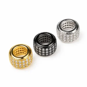 Gold Filled CZ Spacer Bead, Pave Rhinestone Round Barrel Bead, Large Hole Crystal Bead for Bracelet Necklace Jewelry Making Supplies, SP025