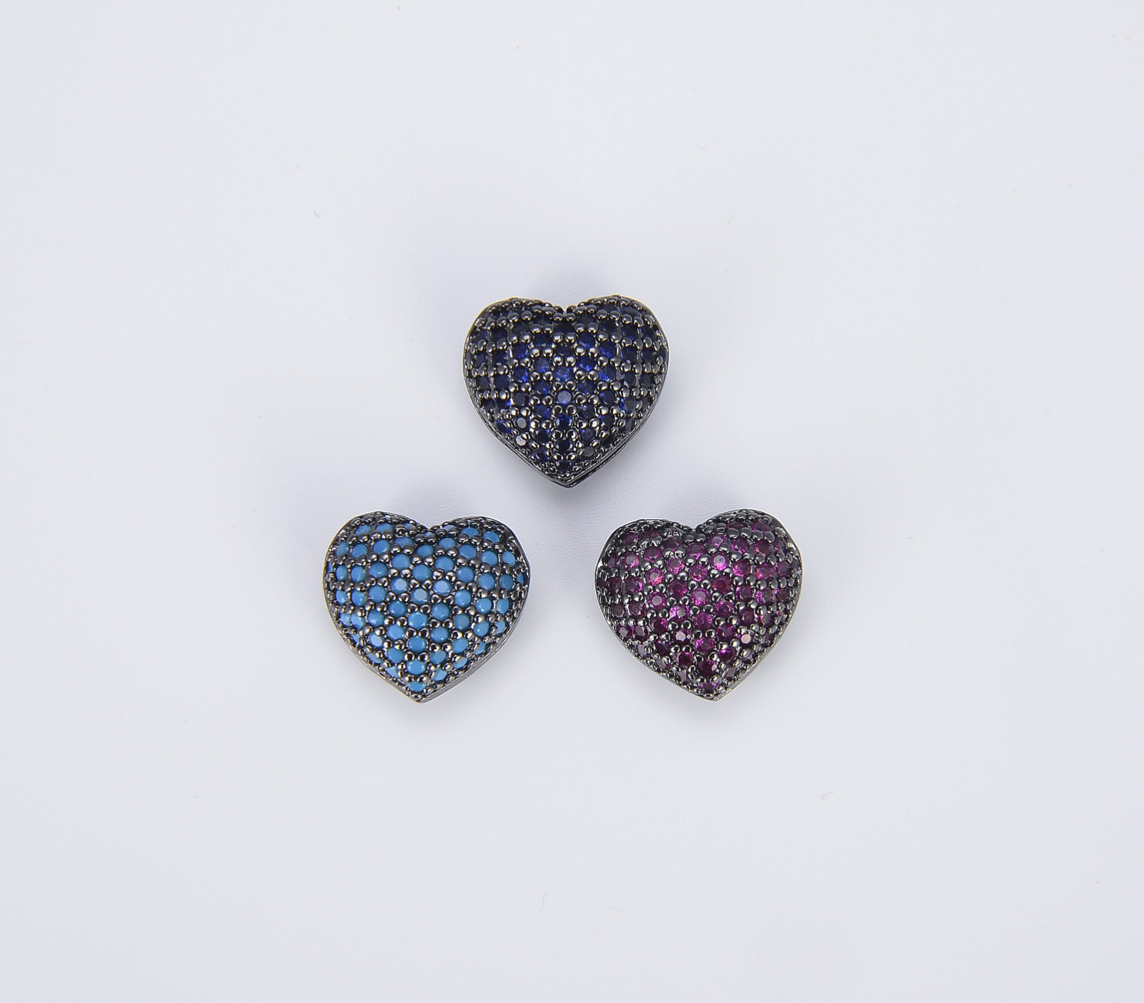 Dainty Heart Spacer Bead, Black Rhodium Plated Heart Beads, Brass ...