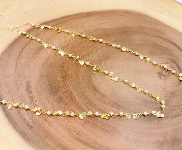 Round Disc Shell Pearl Chain by Yard