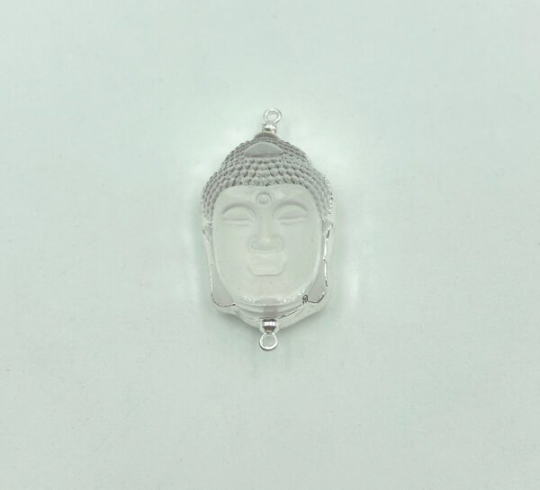 Crystal Quartz Buddha Head Connector in Blue Tone