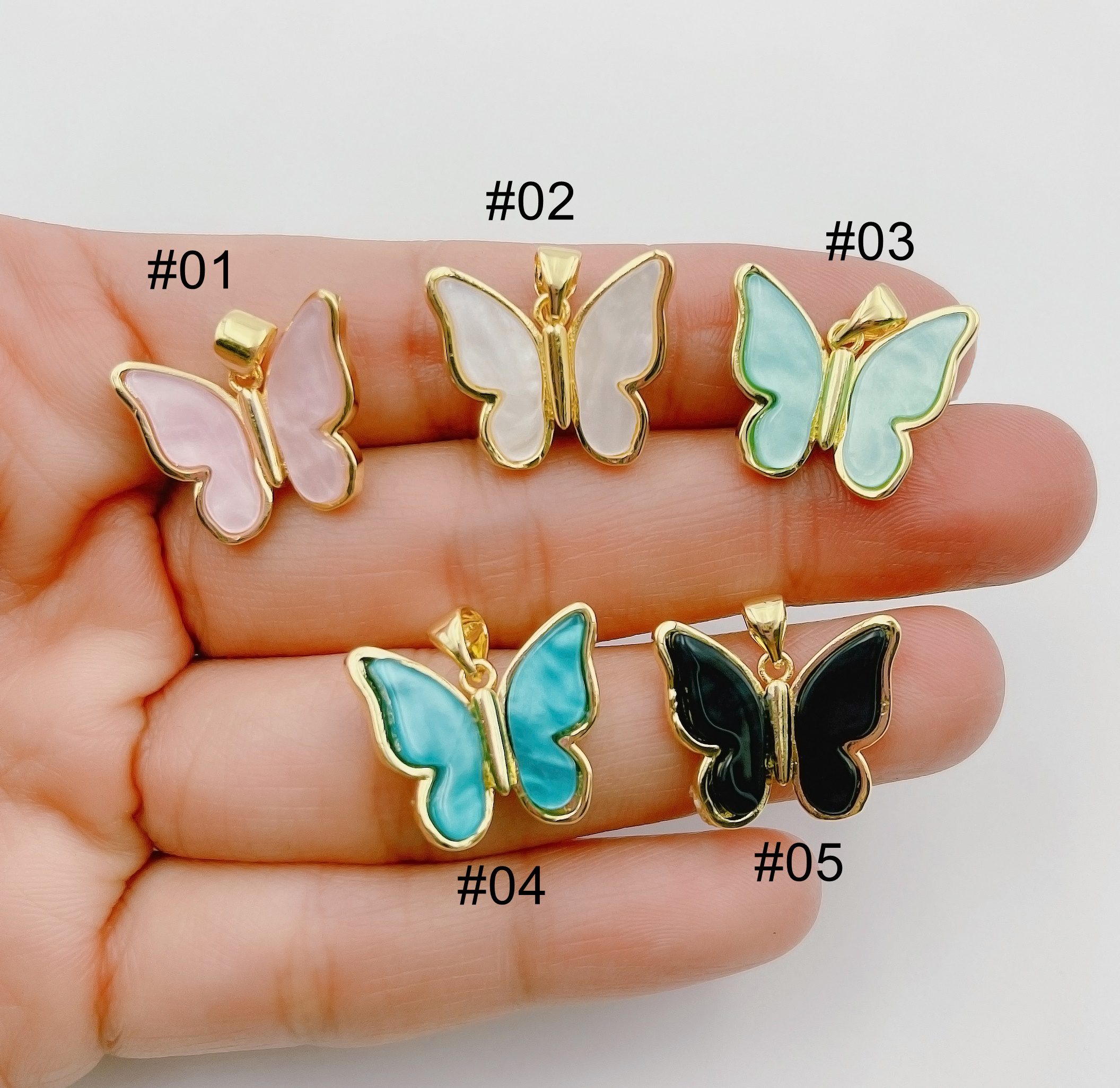 10PCS 11*10MM 24K Gold Color Brass Butterfly Charms Pendants 33558 