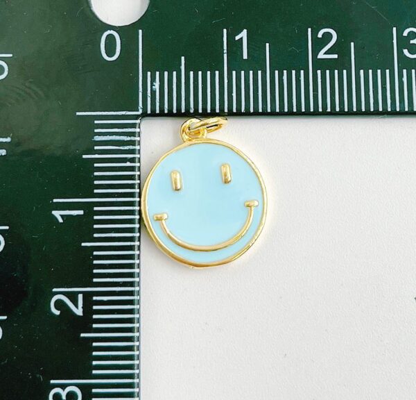 Measuring Light Blue Enamel Happy Face Charm