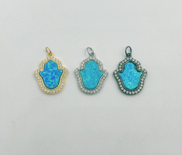 Opal Hamsa Charm for Necklace