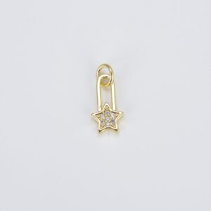Dainty Delicate Safety Pin w/ Star Cubic