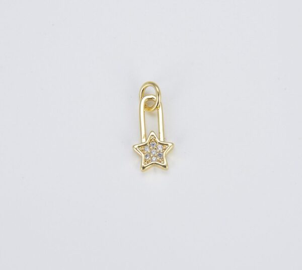 Dainty Delicate Safety Pin w/ Star Cubic