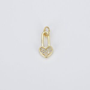 Dainty Delicate Safety Pin with love Charm