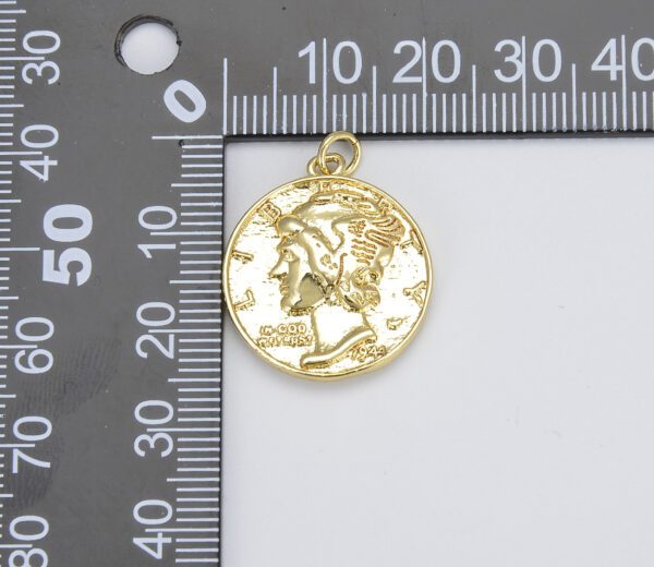Measuring Gold Mercury Dime Coin Charm