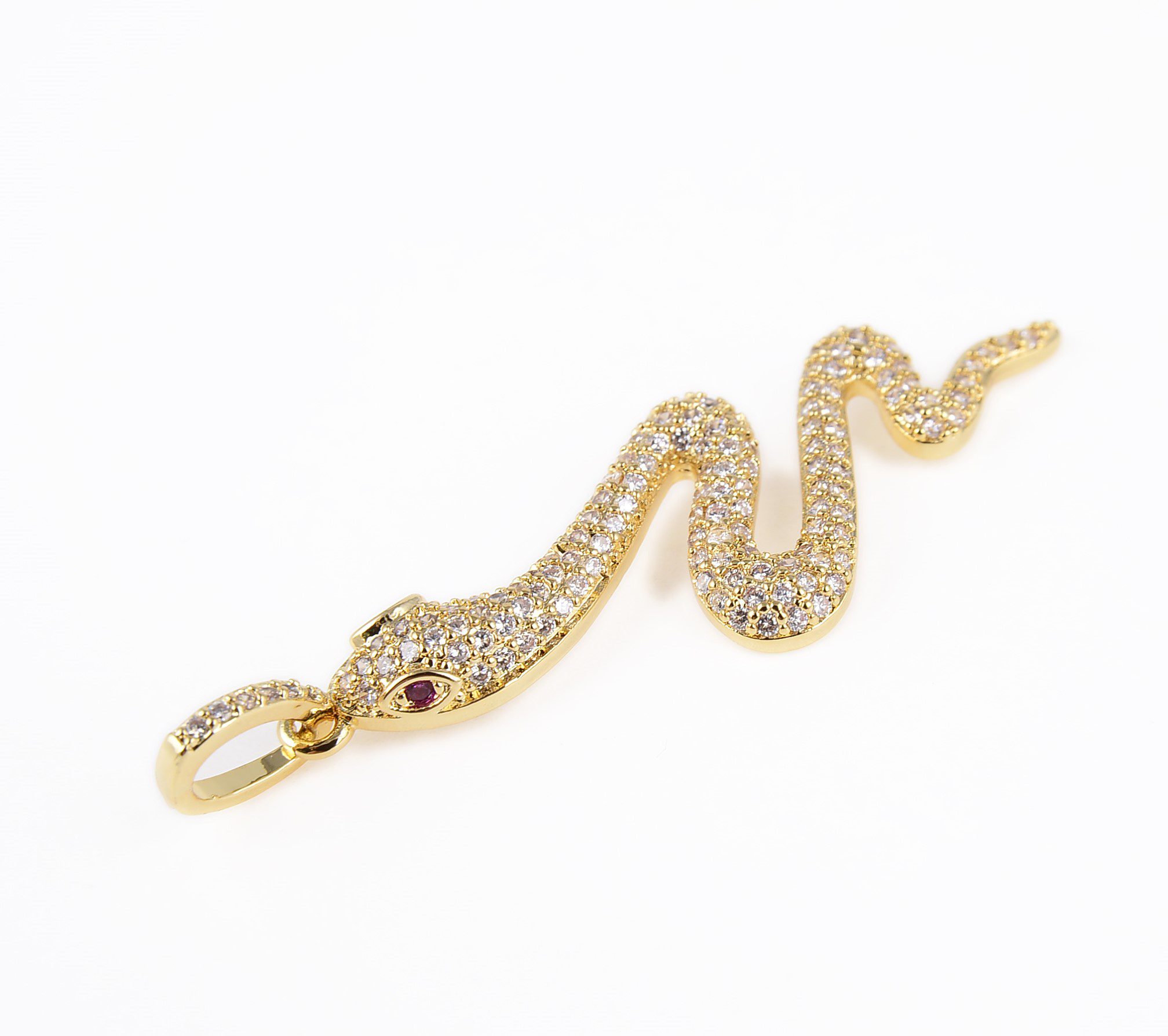 Snake Charm, 22K Gold Filled CZ Micro Pave Snake Pendant, Gold Filled ...