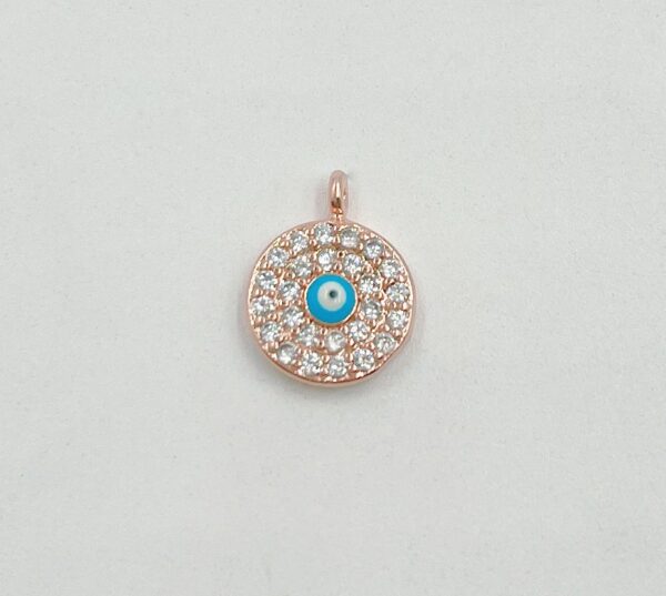 Gold Disc Evil Eye Pendant