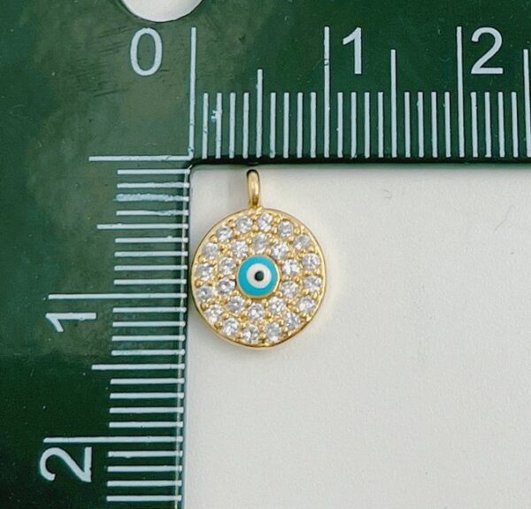 Measuring Gold Disc Evil Eye Pendant