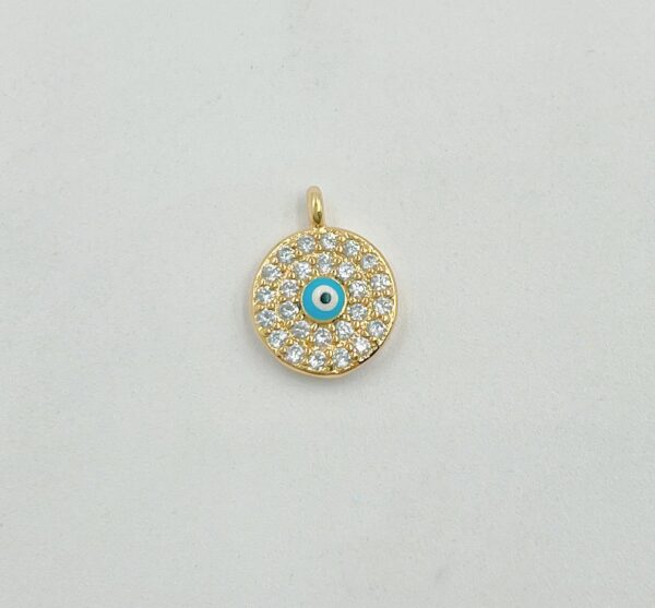 Gold Disc Evil Eye Pendant