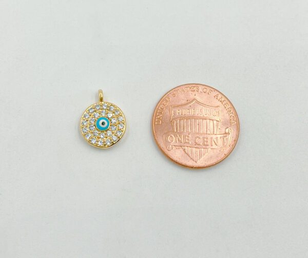 Gold Disc Evil Eye Pendant