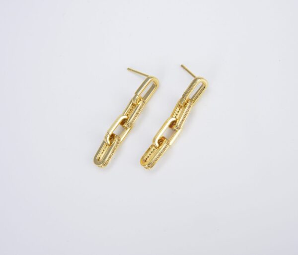 1 pair Chunky Chain Link Earrings, Gold Link Earrings, Gold Drop Earrings, Gold Dangle Earrings, 18K Gold Filled Earrings, 38x15mm, ER175