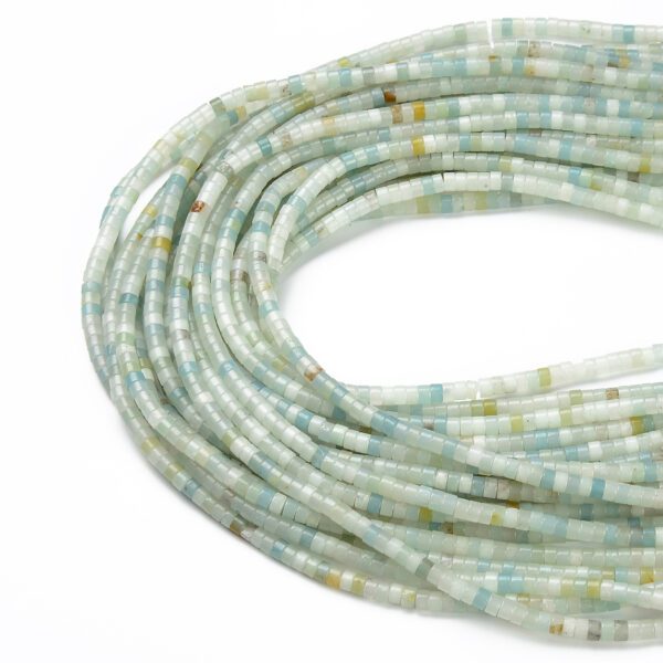 Natural Color Amazonite Heishi Rondelle Shape Genuine Amazonite Discs Gemstone Loose Beads