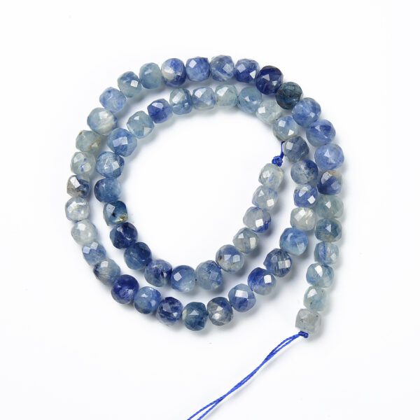 Kyanite Beads Faceted Flat Round Button Grade