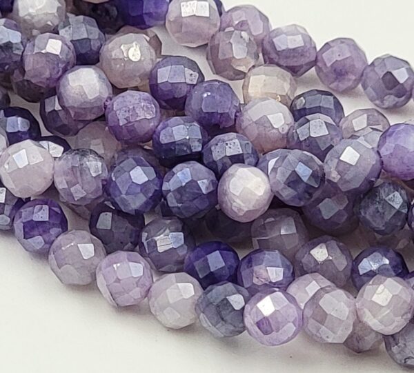 AAA Micro Faceted Natural Lavender Mystic Moonstone Faceted Loose Beads Rainbow Moonstone Mystic Coated Beads 3mm 15.5" Full Strand PRP485