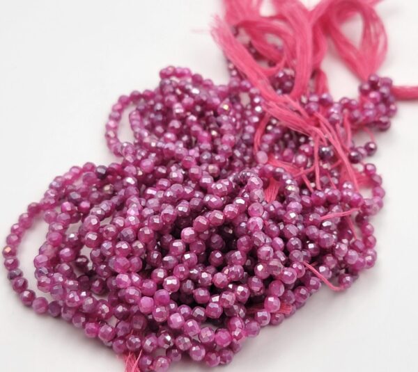 AAA Micro Faceted Natural Fuchsia Mystic Moonstone Loose Beads Fuchsia Moonstone Mystic Coated Beads 3mm 15.5" Full Strand PRP489