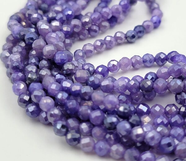 AAA Micro Faceted Natural Purple Mystic Moonstone Loose Beads Natural Gemstone White Moonstone Natural AB Coated 15.5" Full Strand PRP491
