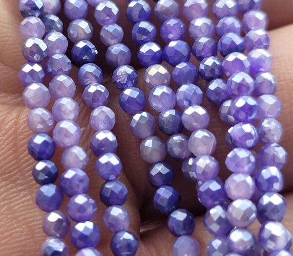 AAA Micro Faceted Natural Purple Mystic Moonstone Loose Beads Natural Gemstone White Moonstone Natural AB Coated 15.5" Full Strand PRP491