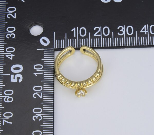 Measuring Round Cut CZ Adjustable Ring