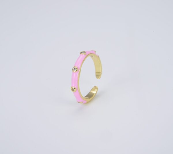 Pink Enamel Stacking Open Ring