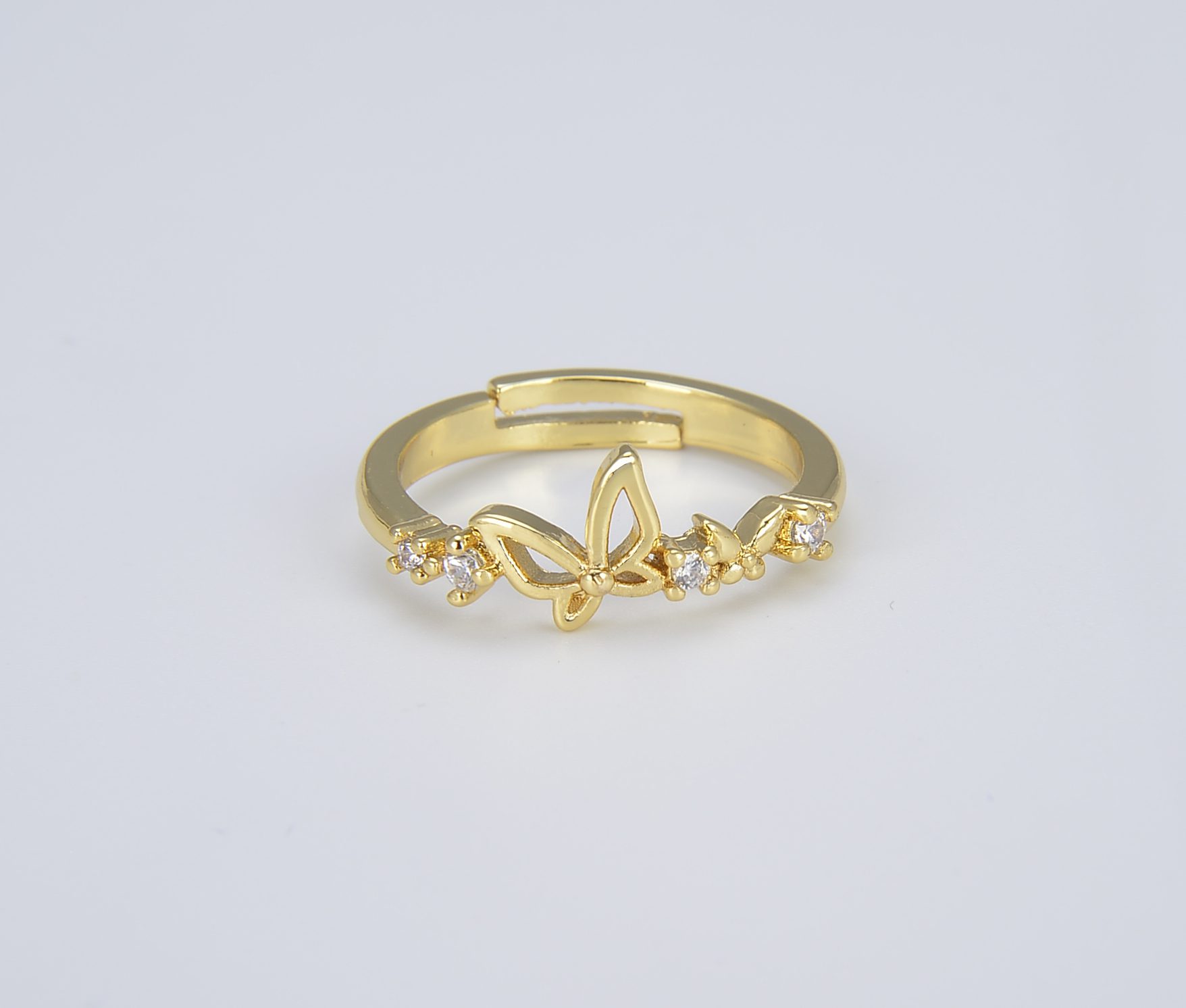 18K Gold Filled Adjustable Butterfly Ring, Gold Butterfly Ring ...