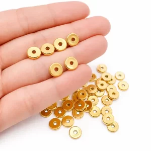 Gold Filled Rondelle Spacer Beads, Flat Round Disc Beads for Jewelry Making, Bracelet & Necklace DIY Supplies, Gold Bead Findings, SP068