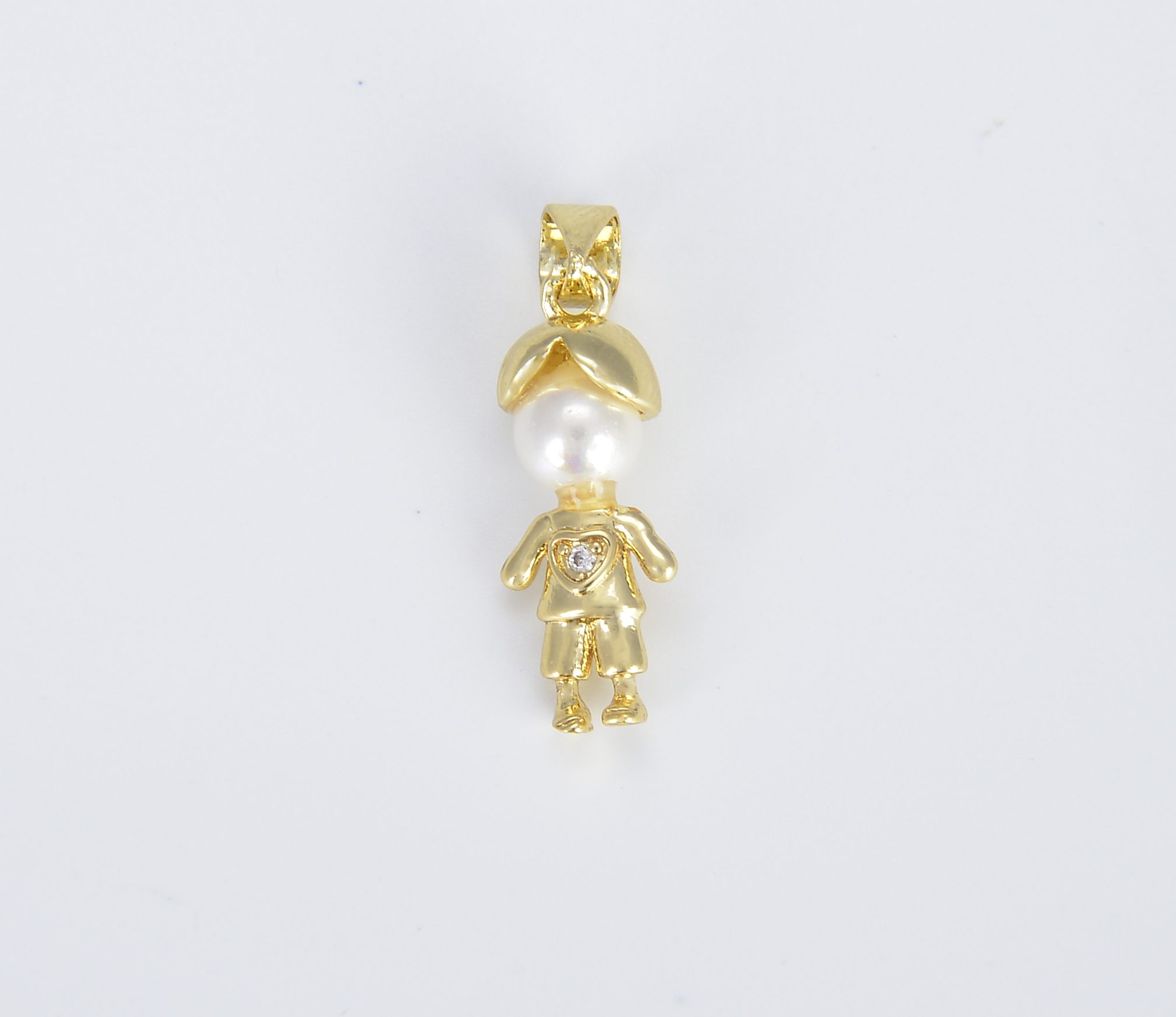 18K Gold Filled Boy and Girl Charm with Pearl, CP1438 BeadsCreation4u
