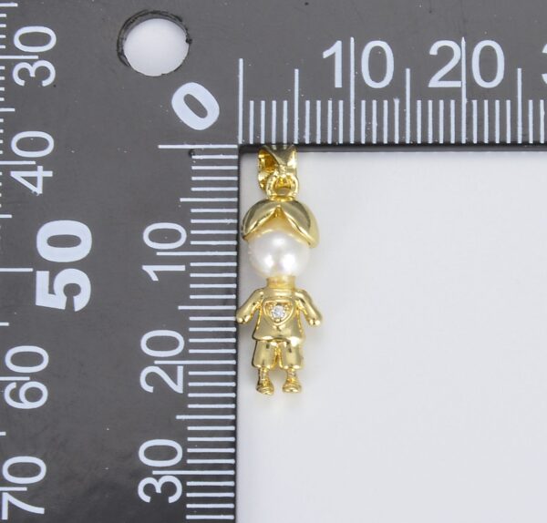 Gold Filled Boy and Girl Charm with Pearl