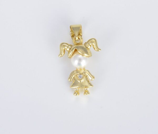 Gold Filled Boy and Girl Charm with Pearl