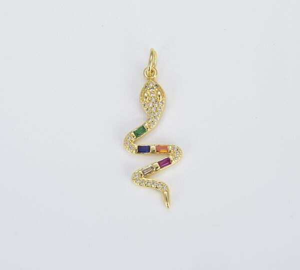 Gold Filled Dainty Rainbow Micro Pave CZ Cubic Snake Charm