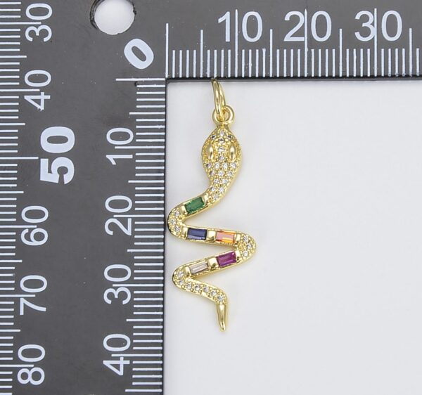 Gold Filled Dainty Rainbow Micro Pave CZ Cubic Snake Charm