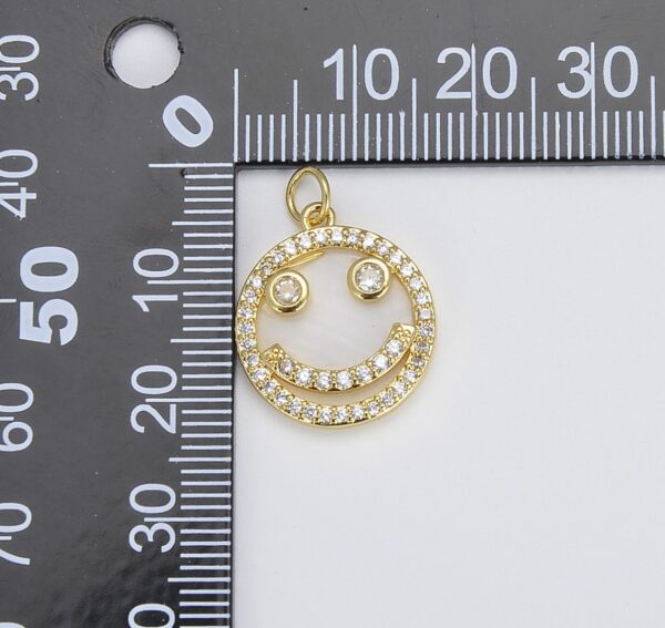 Gold Filled Micro Pave Dainty Smiley Face Charm