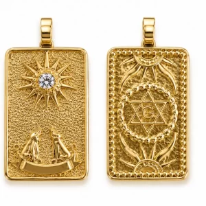 Gold Filled Mystical Sun Medallion Pendant, Sacred Geometry CZ Cosmic Charm for Necklace Bracelet DIY Jewelry Making Supplies, CP1444