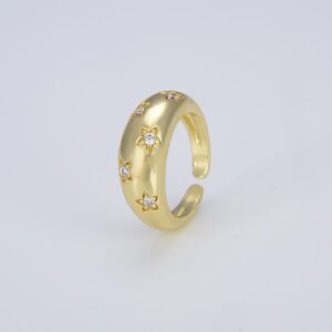 Gold Filled Flower Adjustable Open Ring