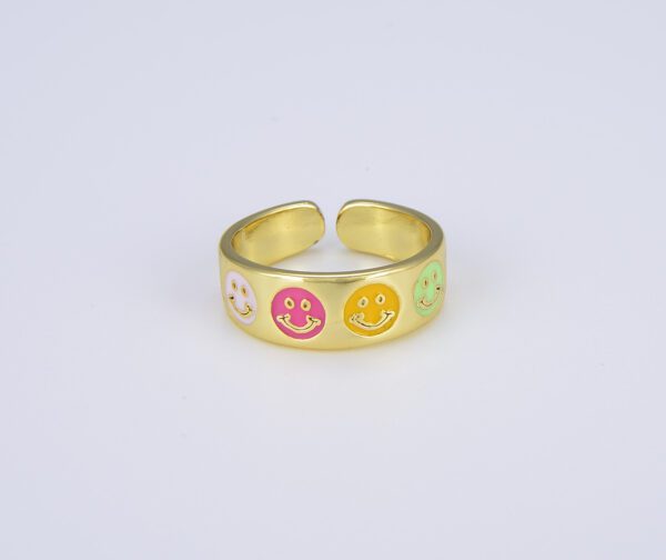 Gold Filled Happy Face Adjustable Open Ring