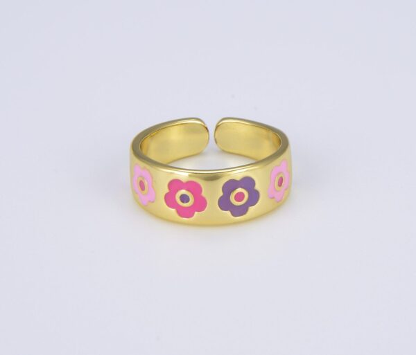 Gold Filled Flower Adjustable Open Ring