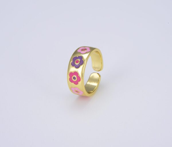 Gold Filled Flower Adjustable Open Ring