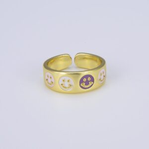 Gold Filled Happy Face Adjustable Open Ring