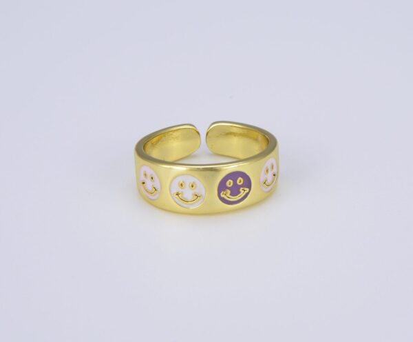 Gold Filled Happy Face Adjustable Open Ring