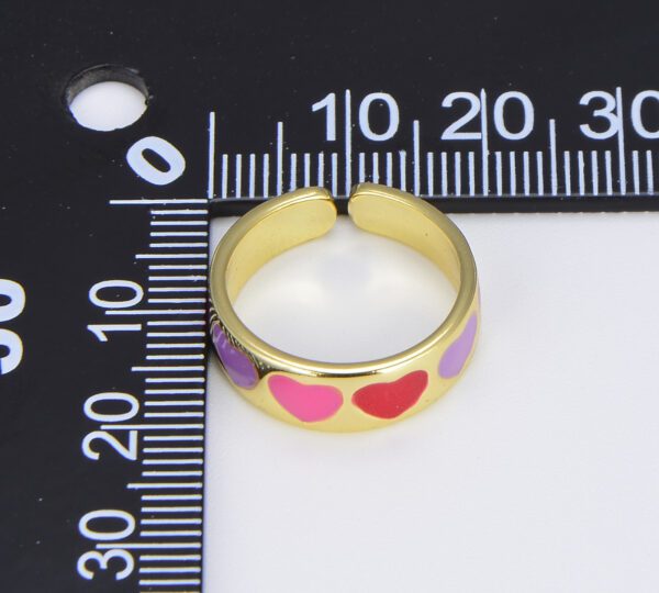 Gold Filled Heart Enamel Adjustable Ring