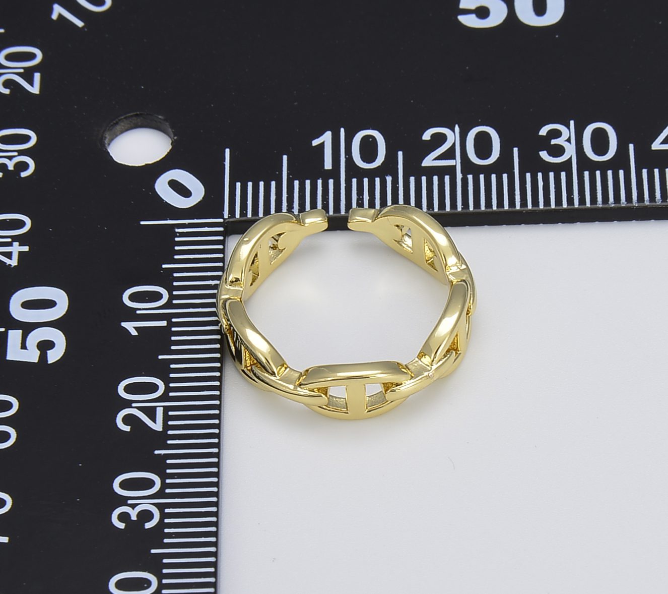 18K Gold Filled Adjustable Chain Link Ring, RG047 - BeadsCreation4u