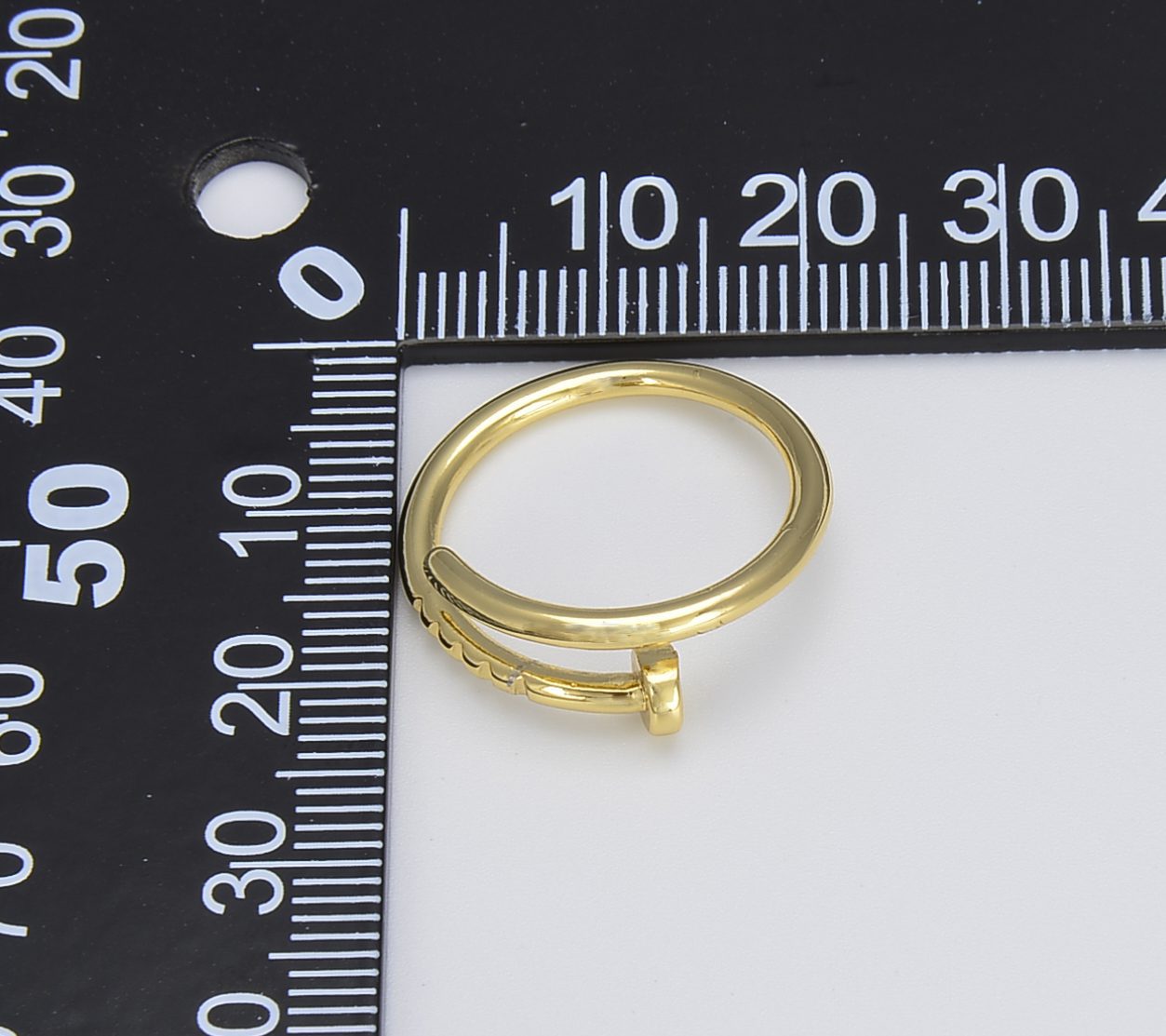 18K Gold Filled Spiral Adjustable Nail Ring, RG052 - BeadsCreation4u